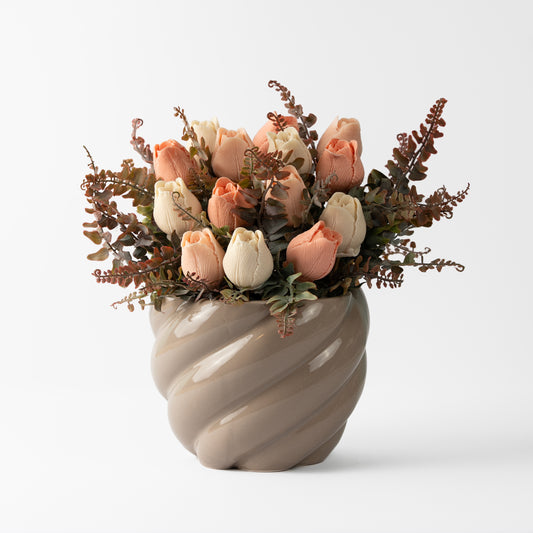 Elegant Soap Tulip Bouquet in Swirl Vase | Handmade Decorative Arrangement