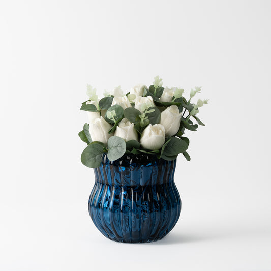 Soap Tulip Bouquet in Elegant Glass Vase | Available in Blue & Green