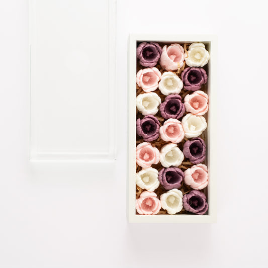 Luxury Soap Flower Gift Box | Pink, Purple & White Floral Arrangement