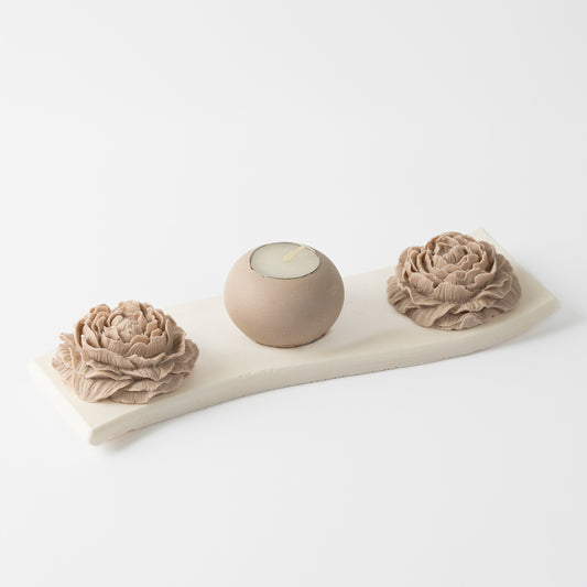 Mini Soap Plate Set – 2 Soap Flowers & Candle